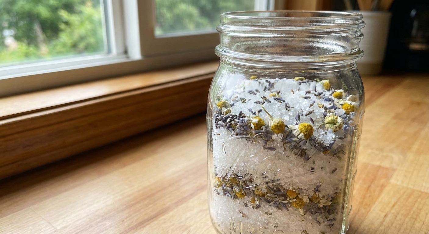 DIY Herbal Bath Salts with Dried Garden Herbs