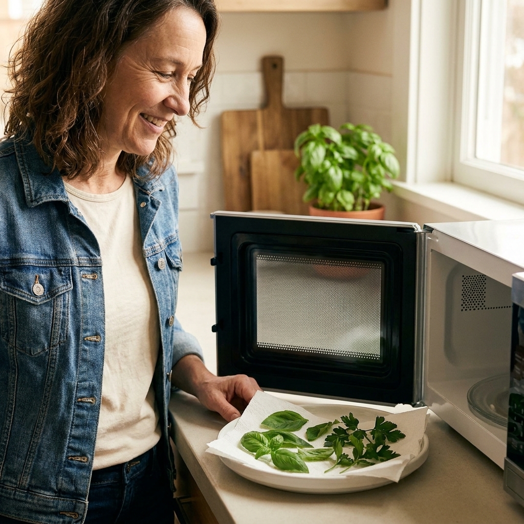 Dry Fresh Herbs in the Microwave (Under 5 Minutes)